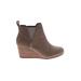 TOMS Ankle Boots: Chelsea Boots Wedge Boho Chic Brown Print Shoes - Women's Size 6 - Round Toe