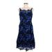 T Tahari Cocktail Dress - Party: Blue Floral Dresses - Women's Size Medium