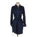 Universal Thread Casual Dress - Shirtdress Collared Long sleeves: Blue Solid Dresses - Women's Size Small