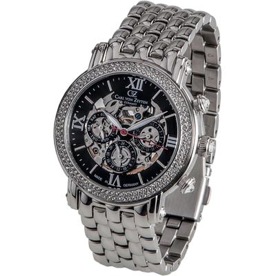 Automatikuhr CARL VON ZEYTEN "Kniebis", silber (silberfarben), Armbanduhren, Damen, Armbanduhr, Damenuhr, Made in Germany, Mechanische Uhr, Datum Image