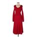 Boden Cocktail Dress - Sweater Dress Scoop Neck 3/4 sleeves: Red Print Dresses - Women's Size 10 Tall