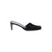 Anne Klein Mule/Clog: Slip On Stilleto Minimalist Black Solid Shoes - Women's Size 8 - Almond Toe