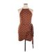 House of Harlow 1960 Casual Dress - Wrap High Neck Sleeveless: Brown Print Dresses - Women's Size X-Large