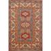 Geometric Grey Kazak Foyer Rug Hand-Knotted Oriental Wool Carpet - 2'8"x 4'0"