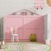 Kid-Friendly Twin Size Design House Murphy Bed with USB, Storage Shelves and Blackboard, Pink+White