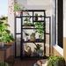 Wooden Cold Frame Large Greenhouse, Garden Nursery Planter Wood Portable Flower Cabinet Front Top w/ Wheels & Adjustable Shelves