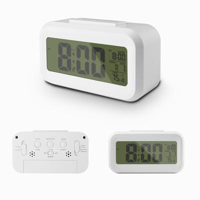 White LED Alarm Clock with Temperature Calendar Snooze