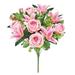 Set of 2 Pink Artificial Mixed Rose Stargazer Lily Flower Stem Bush Bouquet 18in - 18" L x 11" W x 11" DP