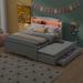 Kid-Friendly Design Full Size Bed Kids Bed Wooden Bed, Twin Size Trundle and 3 Drawers, White