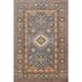 Gray Geometric Kazak Foyer Rug Handmade Wool Carpet - 2'8"x 4'0"