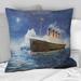 Designart "Titanic Illustration PaintingCanvas Wall Decor" Nautical & Coastal Printed Throw Pillow