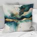 Designart "Teal And Gold Abstract Expression III" Modern & Contemporary Printed Throw Pillow