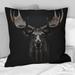 Designart "Black White Moose Majestic Monochrome Black And White" Animals Printed Throw Pillow