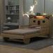 Twin/Full Size Race Car Bed with Bear-Shaped Bookcase Headboard and LED Lights, Wood Low Platfrom Bed Frame w/ USB Ports & Rails