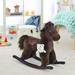 Kids Plush Ride-On Rocking Horse with Bear Toy, Children Chair with Soft Plush Toy & Fun Realistic Sounds, Brown