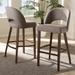 Corrigan Studio® Studio Neche Mid-Century Modern Light Grey Fabric Upholstered Walnut Finished Wood Bar Stool Set Of 2 Wood in Brown/Gray | Wayfair