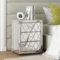 Everly Quinn Saudra 25.98" H Mirrored Glass Nightstand Glass in Gray | 26 H x 17.32 W x 11.8 D in | Wayfair 1D945AA3972A4CBB808D53BDCA116C8A