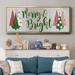 The Holiday Aisle® Merry & Bright Framed On Canvas Print Canvas, Solid Wood in Green/Red/White | 24 H x 60 W x 1.5 D in | Wayfair