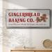 The Holiday Aisle® Gingerbread Baking Co Framed On Canvas Textual Art Canvas, Solid Wood in Brown/Red | 24 H x 60 W x 1.5 D in | Wayfair