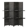 Winston Porter Rashel 15.75" W x 67" H 4 - Panel Folding Room Divider Wood/Bamboo/Rattan in Black | 67 H x 15.75 W x 3.15 D in | Wayfair