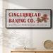 The Holiday Aisle® Gingerbread Baking Co Framed On Canvas Textual Art Canvas, Solid Wood in Brown/Red | 24 H x 60 W x 1.5 D in | Wayfair