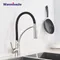 Robinet mitigeur de cuisine en caoutchouc Nickel brossé, robinets de pulvérisation à jet extractible, robinet d'eau chaude et froide, robinet de cuisine à une poignée