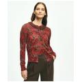 Brooks Brothers Women's Paisley Beaded Cardigan In Supima Cotton Sweater | Red | Size Medium