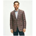 Brooks Brothers Men's Traditional Fit Plaid Hopsack Sport Coat in Linen-Wool Blend | Brown | Size 42 Short