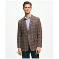 Brooks Brothers Men's Classic Fit Plaid Hopsack Sport Coat In Linen-Wool Blend | Brown | Size 42 Short