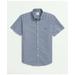 Brooks Brothers Men's Stretch Cotton Non-Iron Oxford Polo Button Down Collar, Gingham Short-Sleeve Shirt | Navy | Size XL