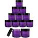 12 Piece 1 Oz. Round Clear Jars With Flat Top Lids For Creams Make Up Cosmetics Samples Herbs Ointment (12 Pieces Jars + Lids PURPLE BASE W/Black Lid)