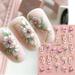 Flower Nail Art Stickers 5D Nail Stickers Acrylic Embossed Engraved Nail Decals Nail Art Supplies Pink White Floral Leaf Cherry Blossom Adhesive Sliders DIY Manicure Nail Art Decorations for Women