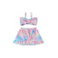 AMILIEe Kids Girl Swimsuits and Cover-up Camisole Bra Elastic Shorts and Skirt