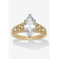 Women's 3.23 Tcw Marquise Cubic Zirconia Gold-Plated Sterling Silver Engagement Ring by PalmBeach Jewelry in Gold (Size 8)