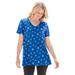 Plus Size Women's Perfect Printed Short-Sleeve V-Neck Tee by Woman Within in Bright Cobalt Nautical (Size 5X) Shirt