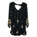 Free People Dresses | Free People Womens Med Black Oxford Ls Embroidered Mini Dress Boho | Color: Black | Size: M