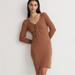 Madewell Dresses | Madewell Tie Front Ruched Bodycon Dress | Color: Tan | Size: S