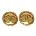 Louis Vuitton Jewelry | Chanel Cc Logo Round Button Earrings Clip-On 93p Ghw Vintage Accessory 86ea349 | Color: Gold | Size: W 1.2 X H 1.2 " (Approx.)