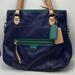 Coach Bags | Coach Womens Daisy Spectator F23911 Navy Blue Double Handle Medium Tote Bag | Color: Blue/Green | Size: Os