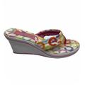 Coach Shoes | Coach Leather Ware A0135 Dalores Rainbow Wedge Heel Thong Sandals Size 7b | Color: Red | Size: 7