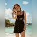 Free People Dresses | Free People Beach Black Cutout Button Tie Corduroy Olivia Mini Dress | Color: Black | Size: M