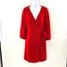 J. Crew Dresses | J Crew Wrap Dress Red Long Sleeve Midi Crepe Tie Bow Waist Sz 4 | Color: Red | Size: 4