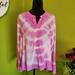 J. Crew Tops | J Crew Silk Tie Dye Pink Henley Tunic Long Sleeve Top Size Large Aj427 | Color: Pink/White | Size: L