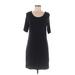 Adrienne Vittadini Casual Dress - Sheath Scoop Neck Short sleeves: Black Print Dresses - Women's Size Medium