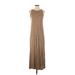 Zara Casual Dress - A-Line Crew Neck Sleeveless: Tan Print Dresses - Women's Size Small