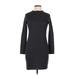 Zara W&B Collection Casual Dress - Sweater Dress Mock Long sleeves: Gray Solid Dresses - Women's Size Medium