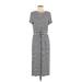 LOFT Beach Casual Dress - A-Line Crew Neck Short sleeves: Gray Print Dresses - Women's Size Small