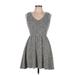 Bar III Casual Dress - Mini Scoop Neck Sleeveless: Gray Print Dresses - Women's Size Medium