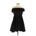 Boohoo Cocktail Dress - A-Line Off The Shoulder Short sleeves: Black Solid Dresses - Women's Size 8