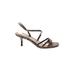 BLEECKER & BOND Heels: Brown Print Shoes - Women's Size 8 1/2 - Open Toe